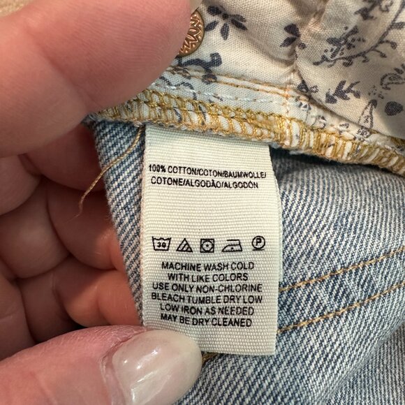 Free People Jean Blossom Boho Crop Skinny High Rise Button Fly Size 27 #OB901610 - Picture 13 of 14